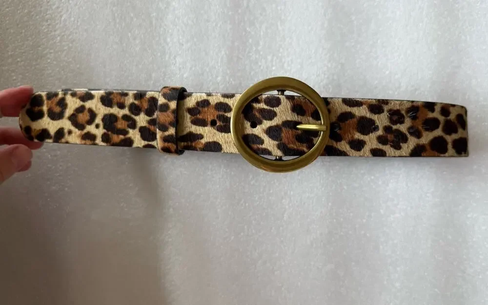 New Alxiliary Leopard CALFHAIR Leather Belt XXS 2XS